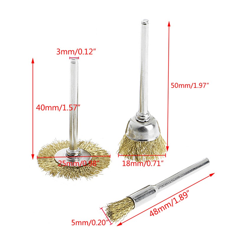 Set 9 đầu cọ dây bằng đồng dùng đánh bóng dành cho máy khoan điện xoay