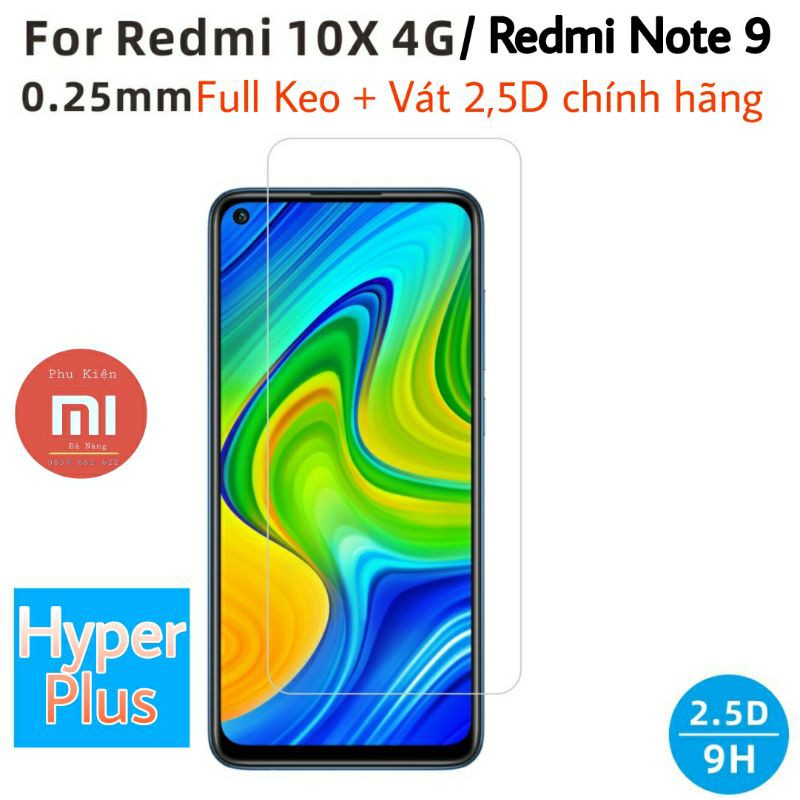 Cường lực Hyper+ cho Redmi note 9 / Redmi 10x 4G 10x 5G viền 2,5D chính hãng
