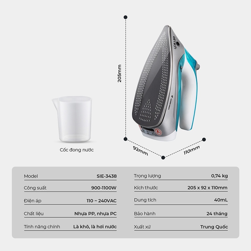 Bàn ủi hơi nước Elmich SIE-3438 - Bảo hành chính hãng 24 tháng