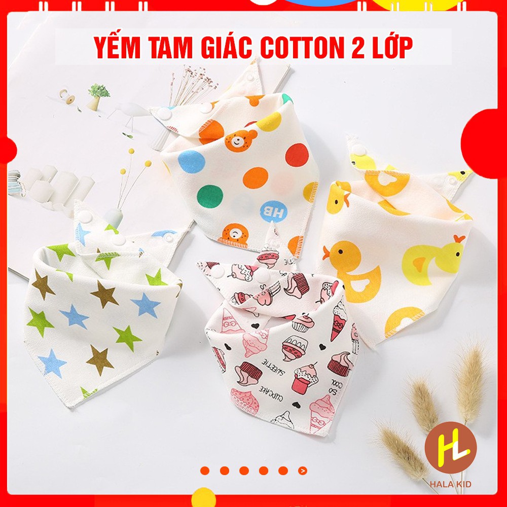 Combo 2 Khăn yếm tam giác COTTON 2 lớp có cúc bấm mềm mịn cho bé đến 4 tuổi