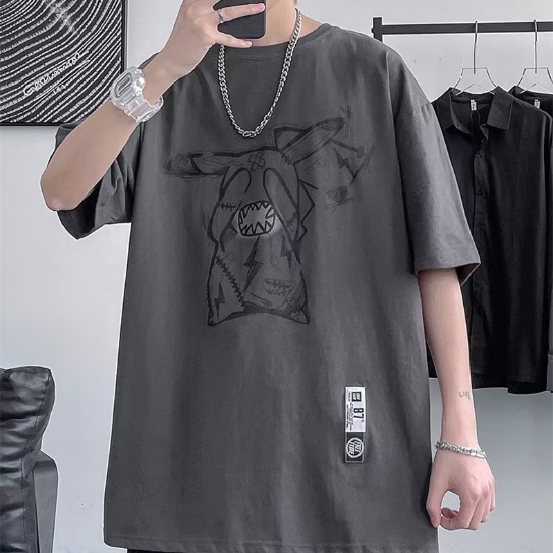 Áo Thun Dáng Rộng In Họa Tiết Hoạt Hình Phong Cách Hàn Quốc Thời Trang Mùa Hè Cho Nam Và Nữ size M-8XL