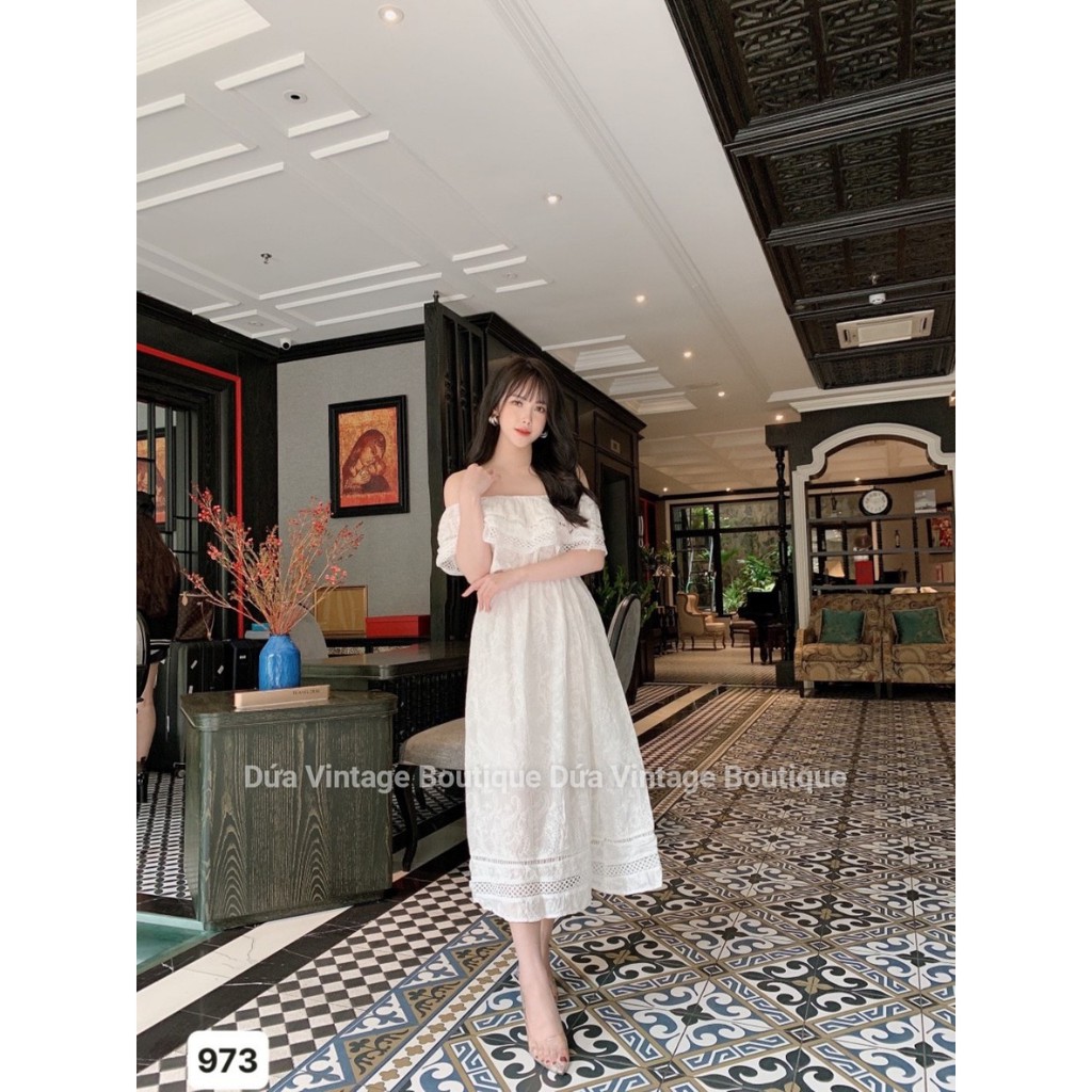 Váy maxi trễ vai pha ren cao cấp, Chất liệu thô 973 | BigBuy360 - bigbuy360.vn