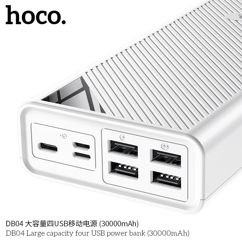 Sạc dự phòng Hoco DB04 30000 mAh - Hỗ Trợ 4 Cổng Sạc USB, Led Hiển Thị Phần Trăm Pin