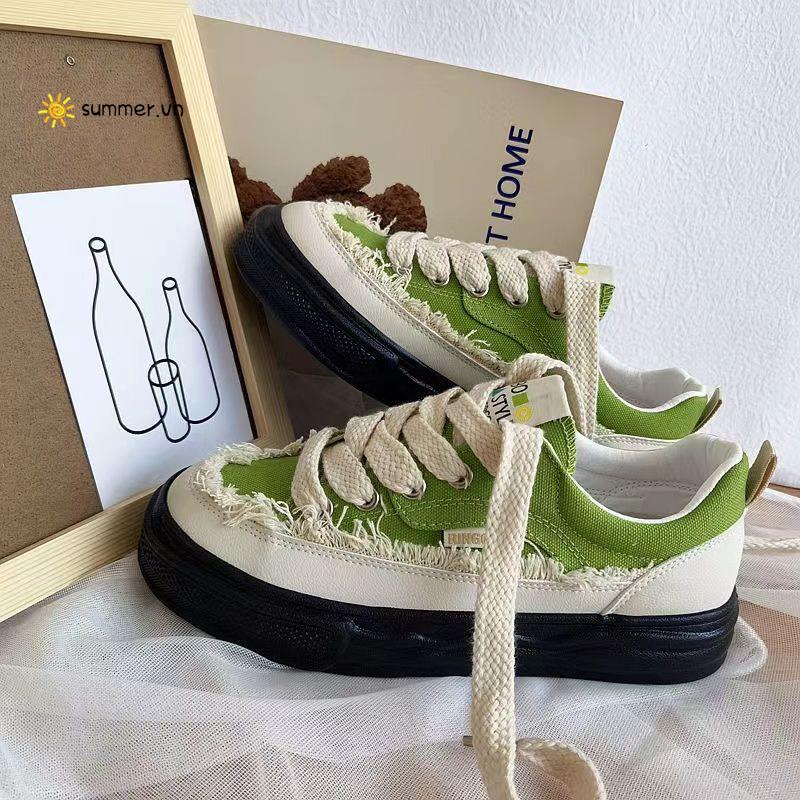 Giày Thể Thao Vải Canvas Đế Dày Thời Trang Mùa Hè 2022 Cho Nữ