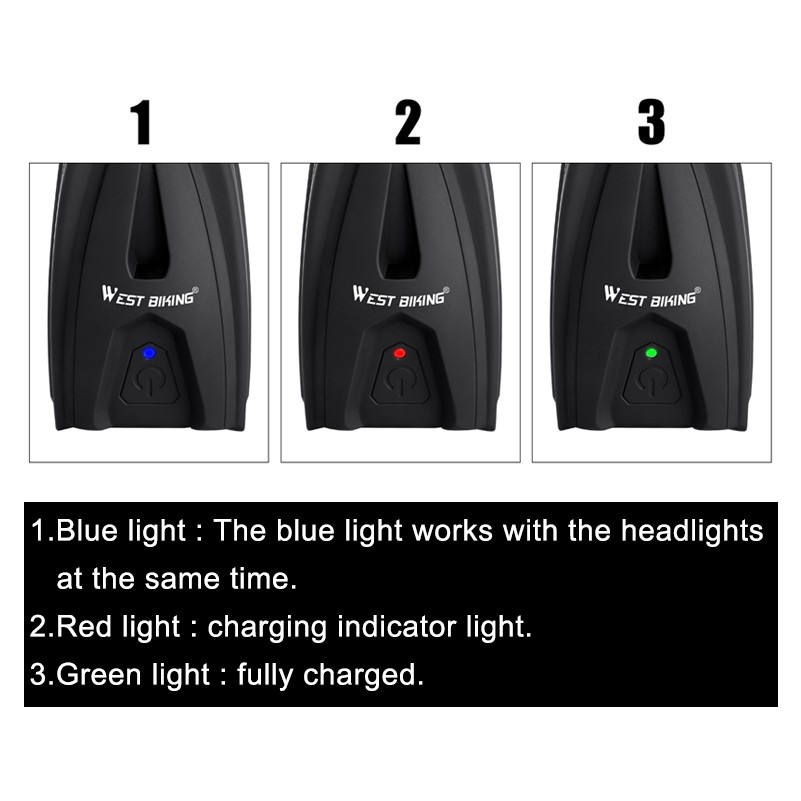 Đèn pin cảm ứng WEST BIKING gắn phía trước xe đạp leo núi gấp gọn