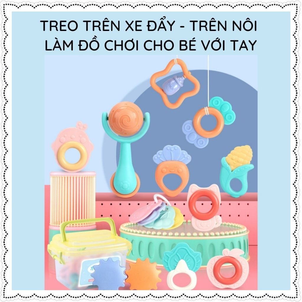 Đồ chơi gặm nướu cho bé xúc xắc 10 món Baby Rattle đồ chơi trẻ em cắn răng nhai mềm nhựa ABS cao cấp không tái chế