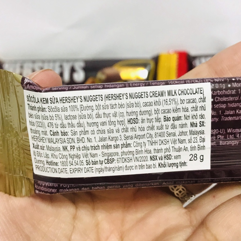 Socola  Hershey's Nuggets gói 28g
