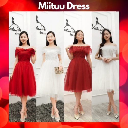 Váy trễ vai kỉ yếu trắng dạ hội đi chơi dự tiệc sinh nhật xòe bèo công chúa xinh dễ thương Miituu CN1