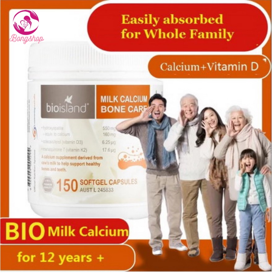 Bio Island Milk Calcium Bone Care 150 viên bổ sung canxi, hỗ trợ xương khớp