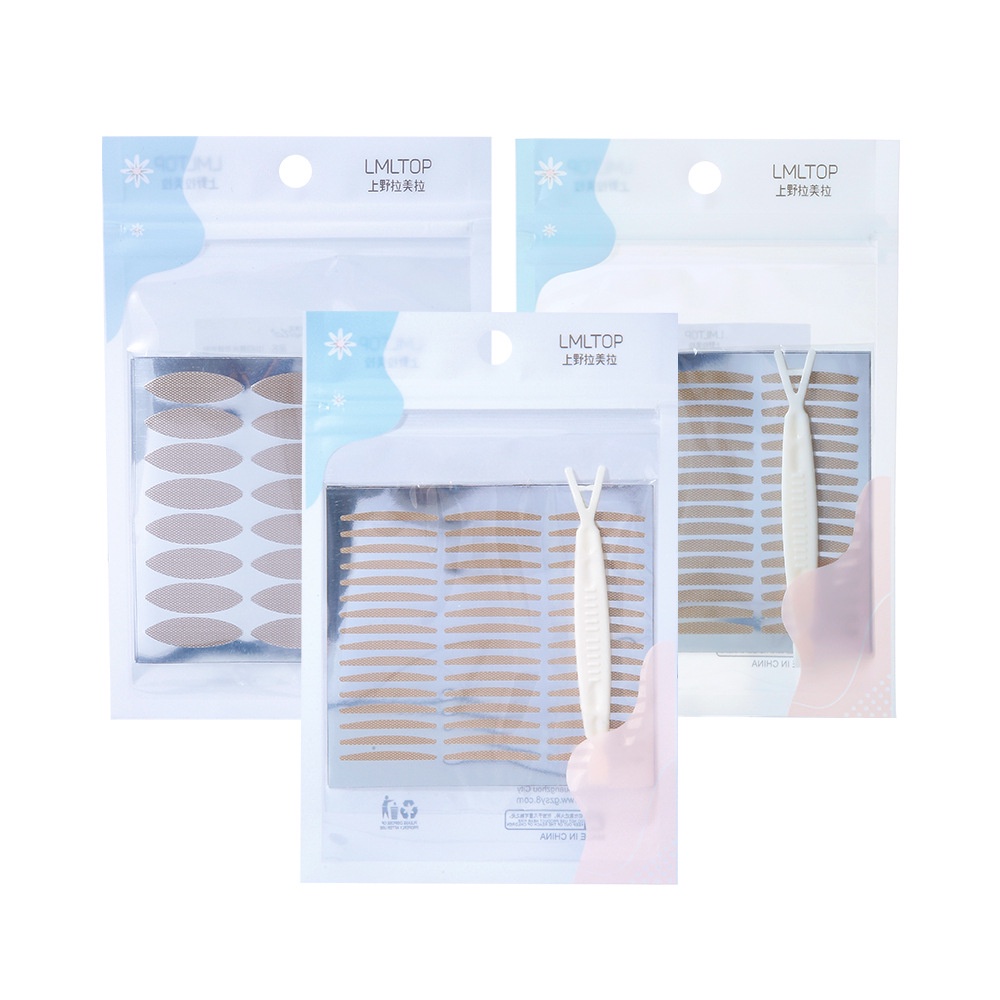 Miếng dán mí, kích mí hickies lacing system vỉ 120 cặp kèm nhíp, siêu mỏng, tàng hình sẵn keo dùng với nước