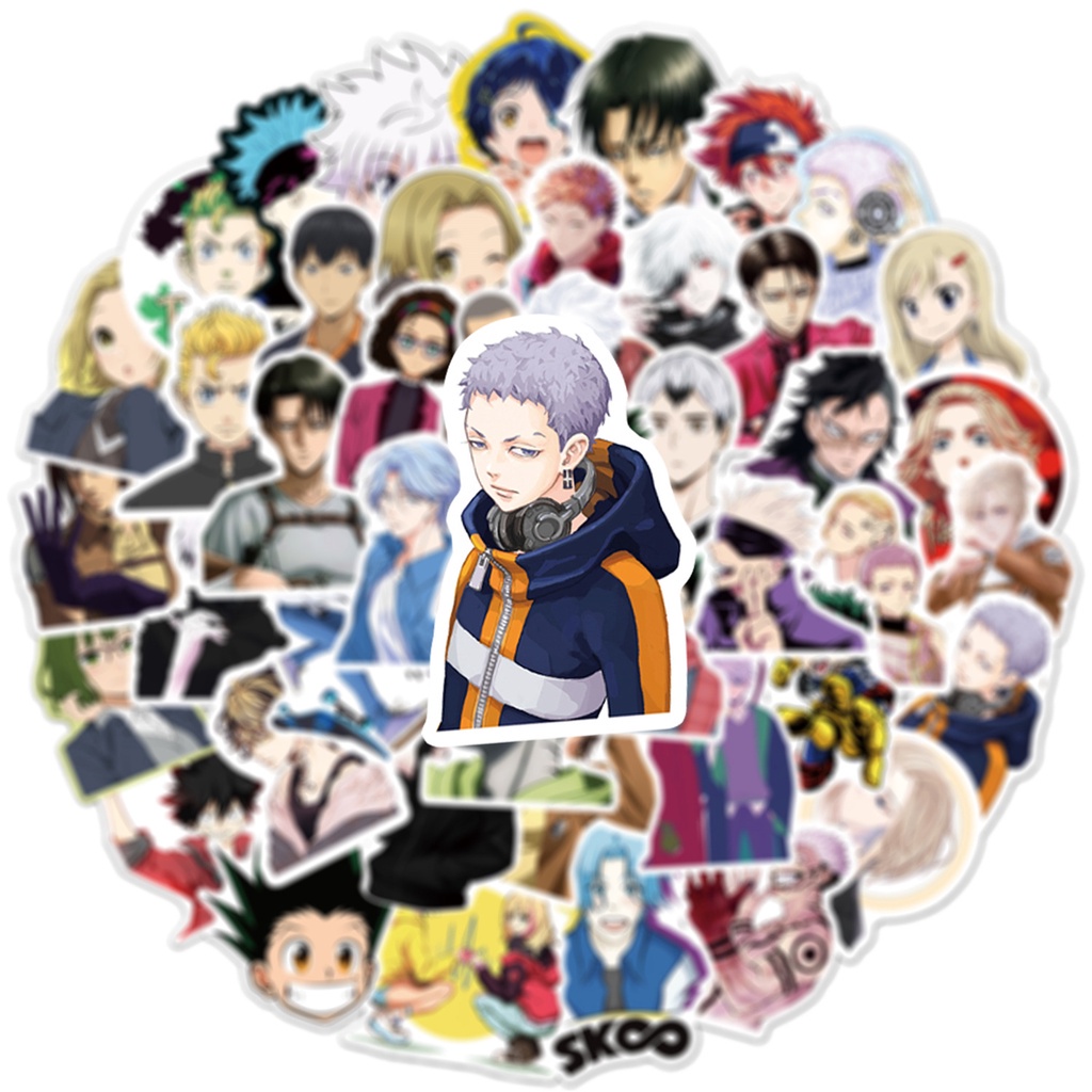 Set 50/25/10 Nhãn Dán Trang Trí Điện Thoại/Va Li/Laptop Họa Tiết Graffiti Anime