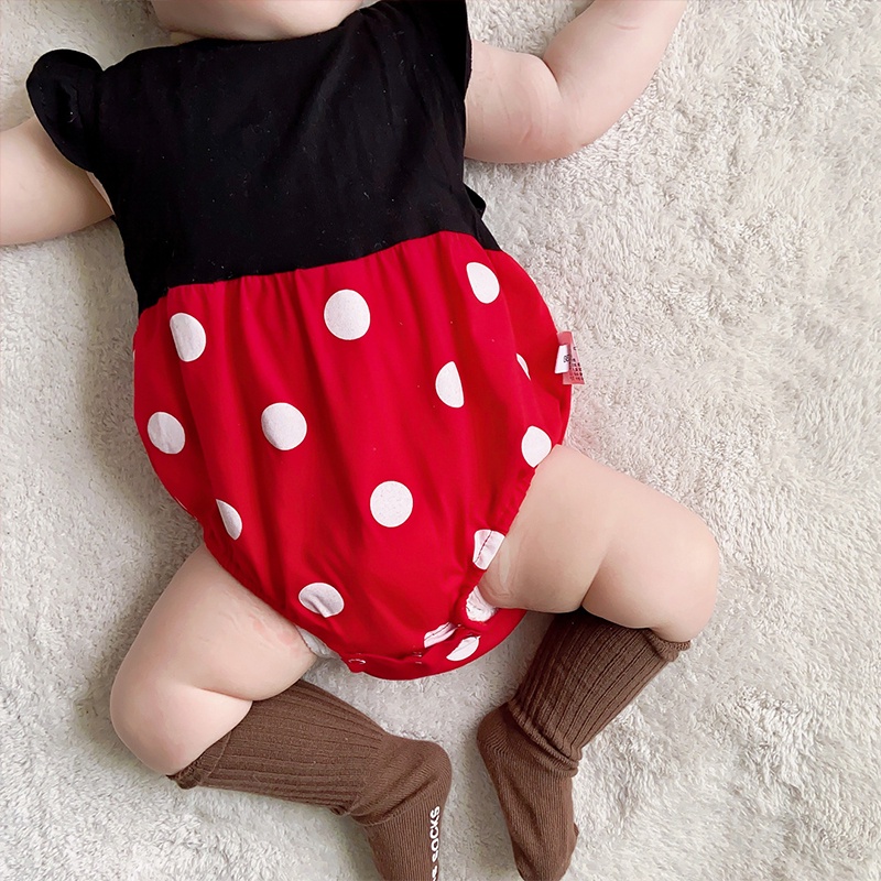 Bộ Áo Liền Quần Chấm Bi Dễ Thương Cho Bé Gái