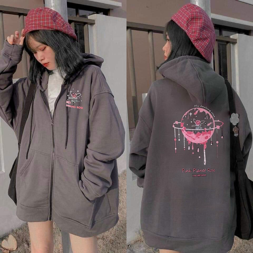 Áo khoác nỉ Hoodie Dây Kéo PINK PLANTE ROSE Ulzzang form rộng nam nữ áo nỉ bông Unisex AKN8 Guvia | BigBuy360 - bigbuy360.vn