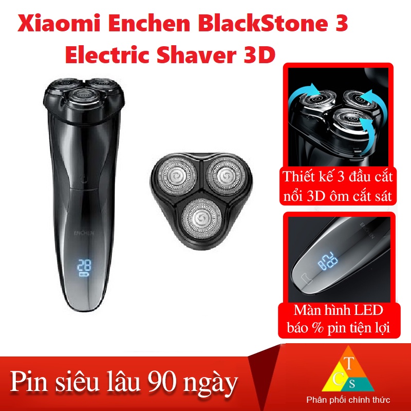 Máy cạo râu Xiaomi Enchen BlackStone 3 Electric Shaver 3D - Máy cạo râu Enchen Blackstone 3 pin sạc siêu bền 3 lưỡi dao