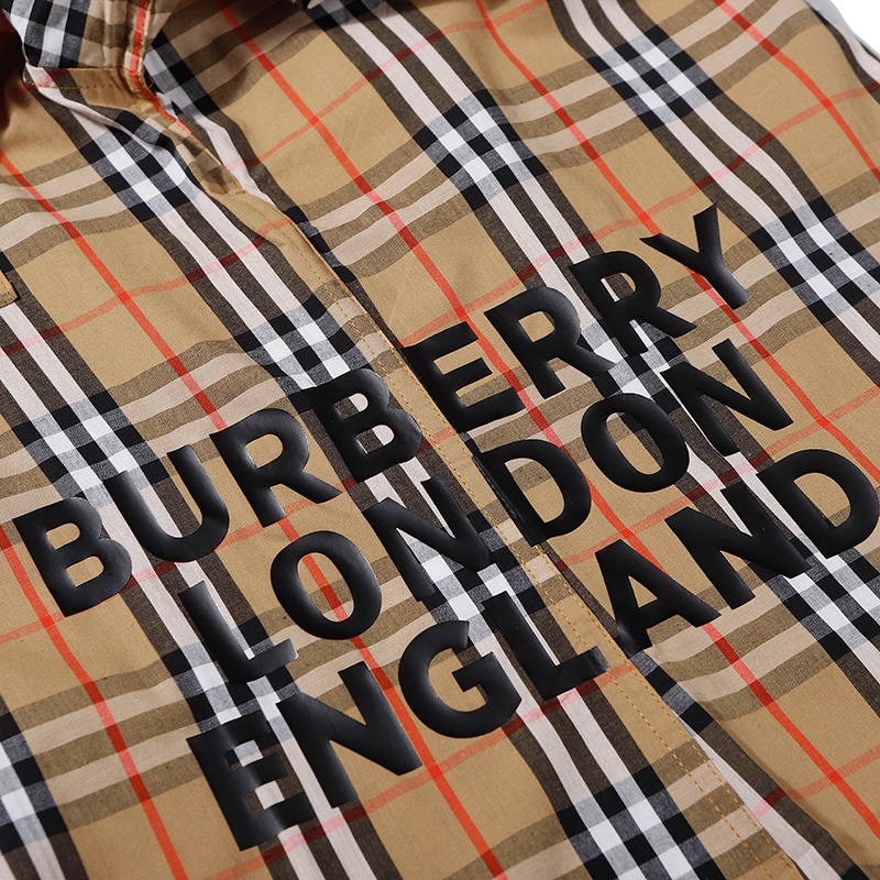 ❤❀  ❤ Burberr--------Áo Sơ Mi Cotton Tay Ngắn Kẻ Sọc Phong Cách Vintage Dành Cho Cặp Đôi