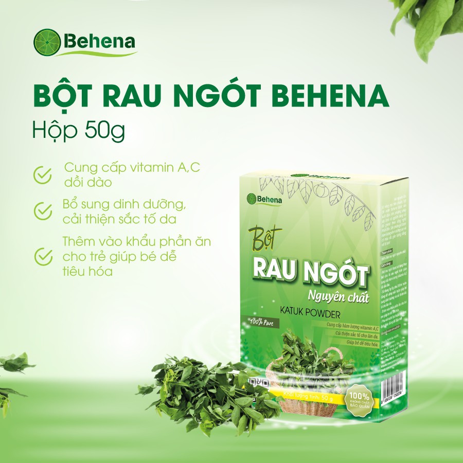 Bột rau ngót Behena nguyên chất giàu vitamin và khoáng chất