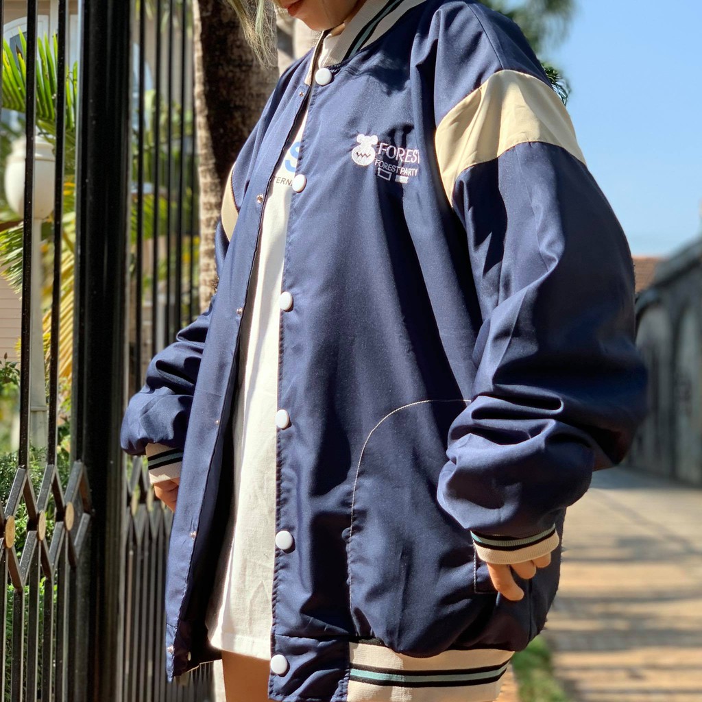 Áo bomber dù 2 lớp FOREST áo bóng chày form nam nữ oversize Unisex - GIN STORE