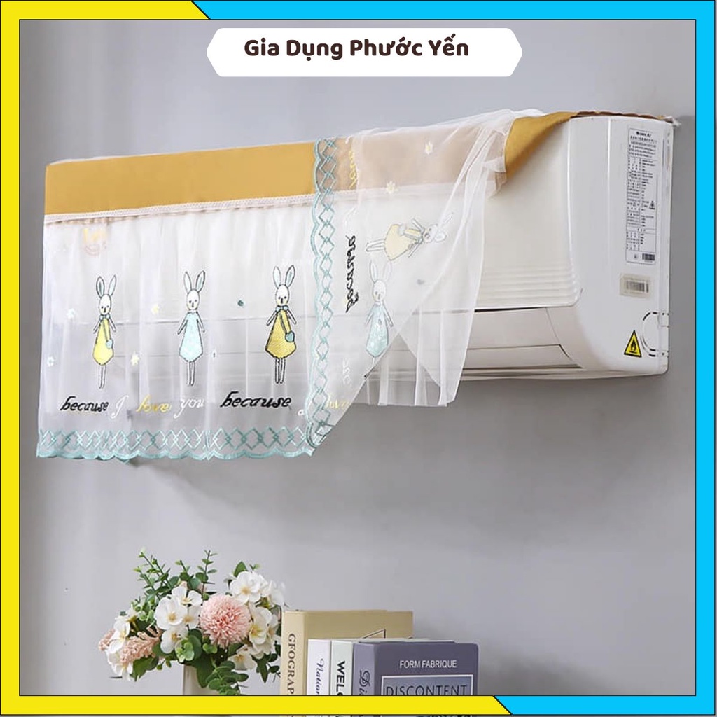 Rèm phủ che điều hòa, máy lạnh trang trí vải ren họa tiết dễ thương