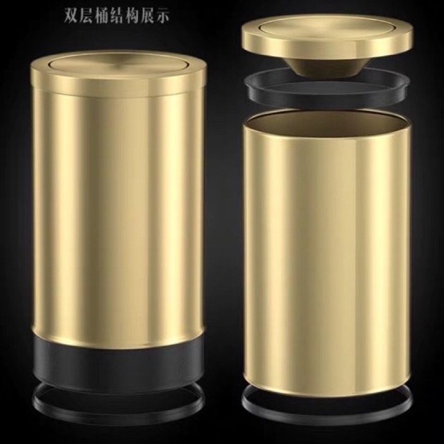 Thùng rác inox vàng cao cấp