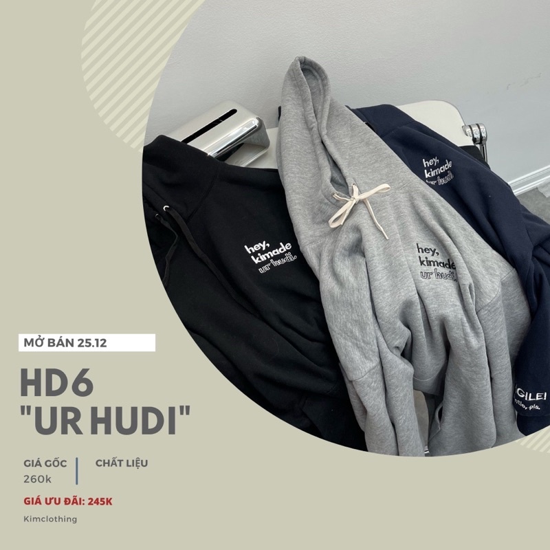 [HD6] KIM - Áo nỉ mũ “UR HUDI” - UR HUDI Hoodie