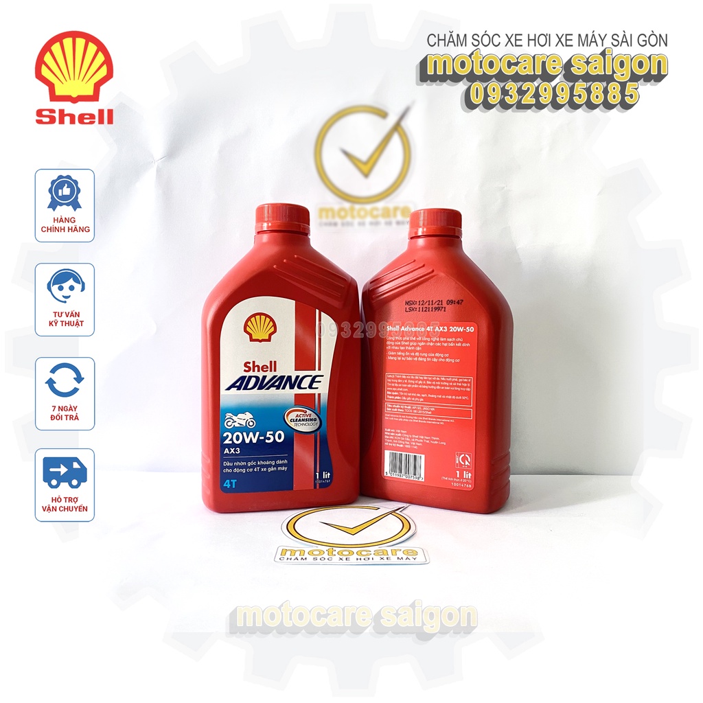 NHỚT SHELL ADVANCE AX3 20W-50 1L Nhớt dành cho xe số