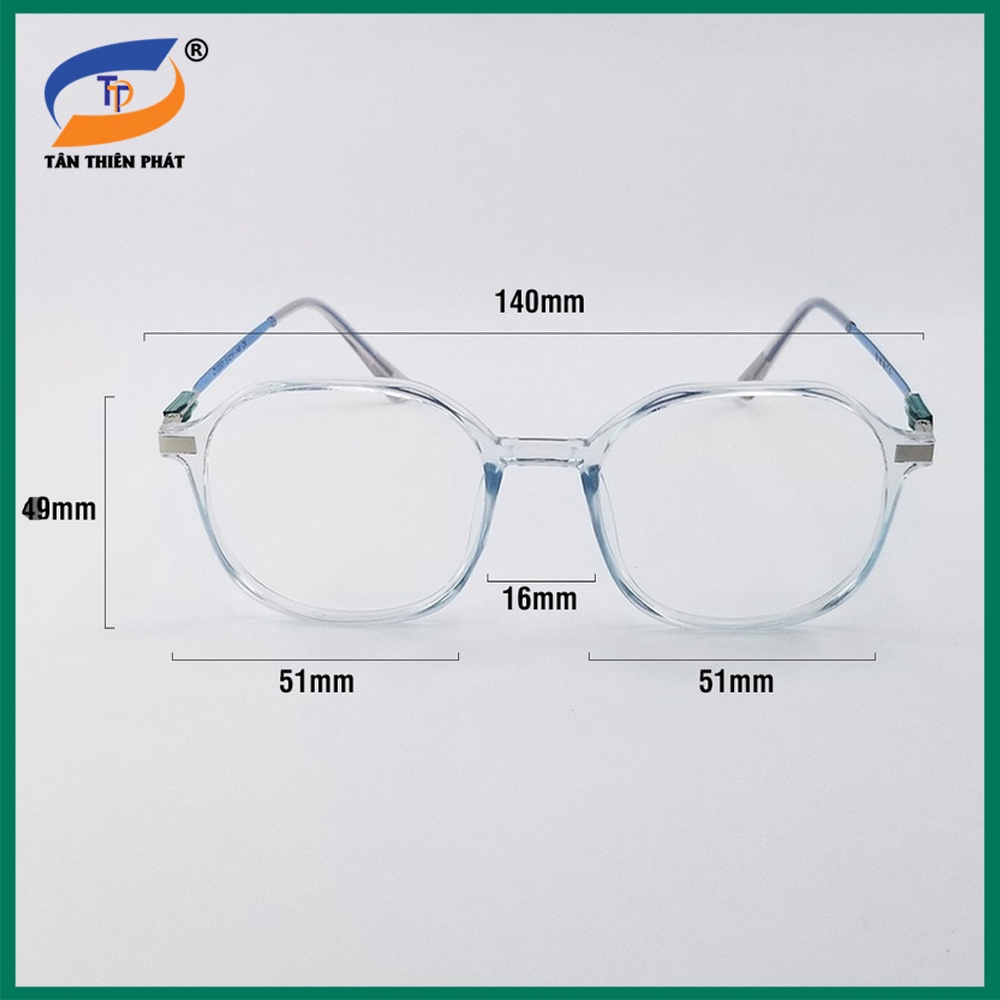 Gọng kính cận nữ, nam mắt tròn giả cận mắt nhựa/kim loại màu hồng, xanh, tím, đen 2503. Tròng chống ánh sáng xanh, UV