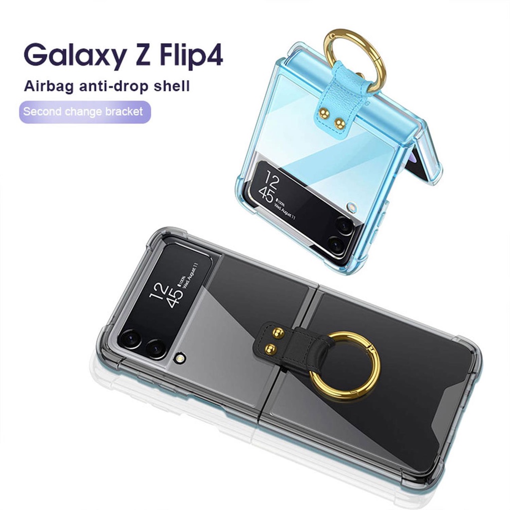Ốp Điện Thoại Trong Suốt Có Túi Khí Chống Rơi / Sốc + Ngăn Đựng Bút Cho Samsung Galaxy Z Flip 3 4