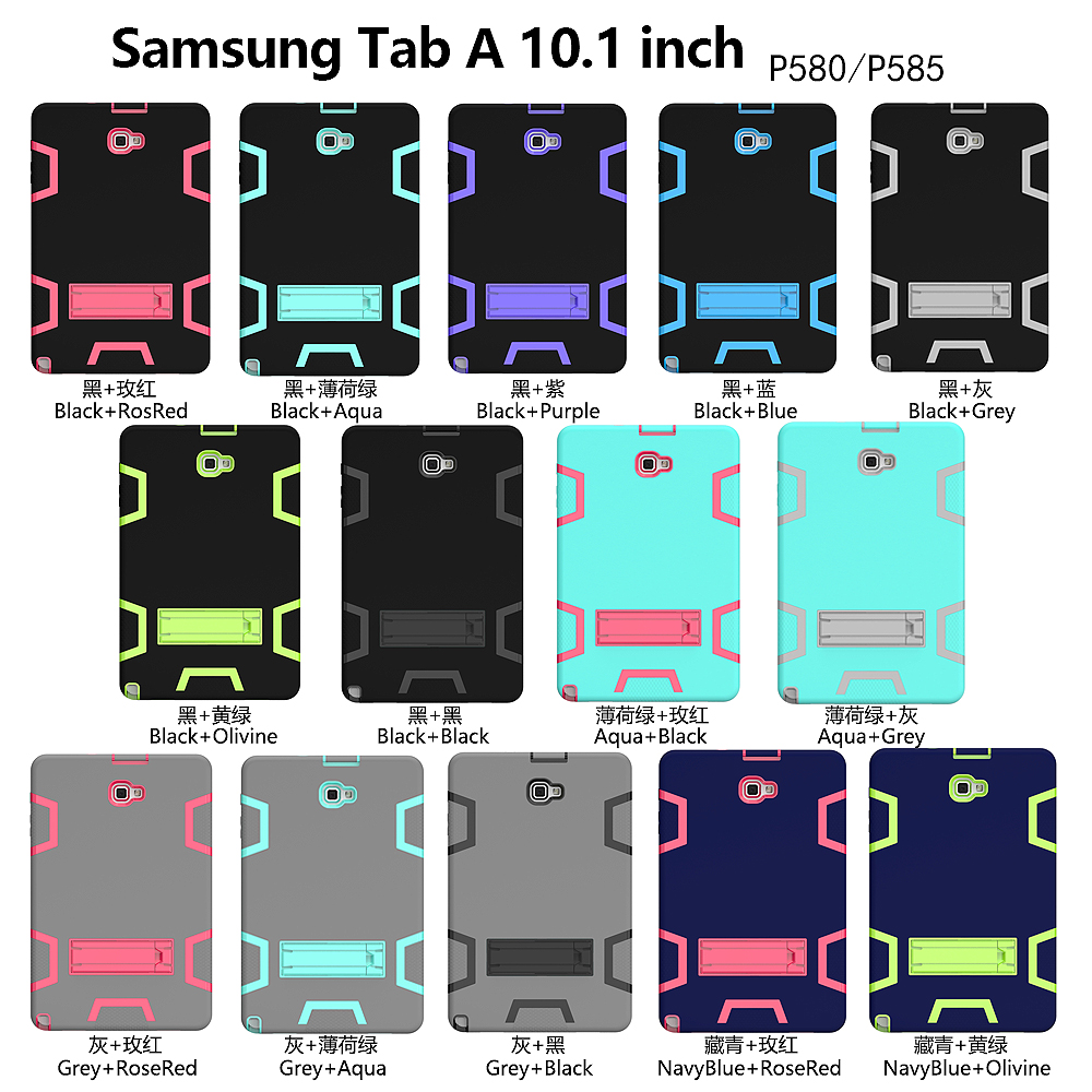 Ốp Máy Tính Bảng Bảo Vệ Toàn Diện 3 Trong 1 Có Thanh Đỡ Cho Samsung Galaxy Tab A 10.1 Inch 2016 P580 P585 Sm-P580 Sm-P585
