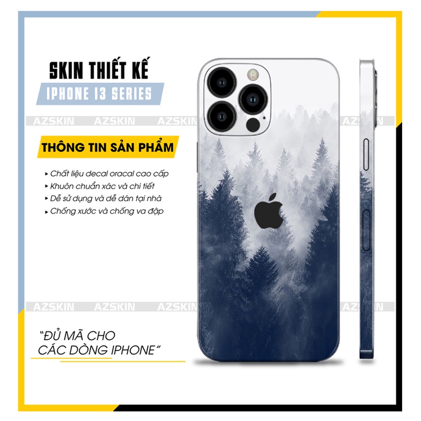 Miếng Dán Skin IPhone 13 Mini - 13 Pro Max Phong Cảnh Rừng Thông |SK_IPPC07| Film Chính Hãng Cắt CNC Full Lưng Viền Máy