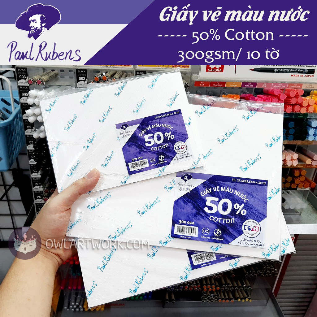 Tập lẻ - Giấy vẽ màu nước Paul Rubens 50% Cotton 300gsm 10 tờ