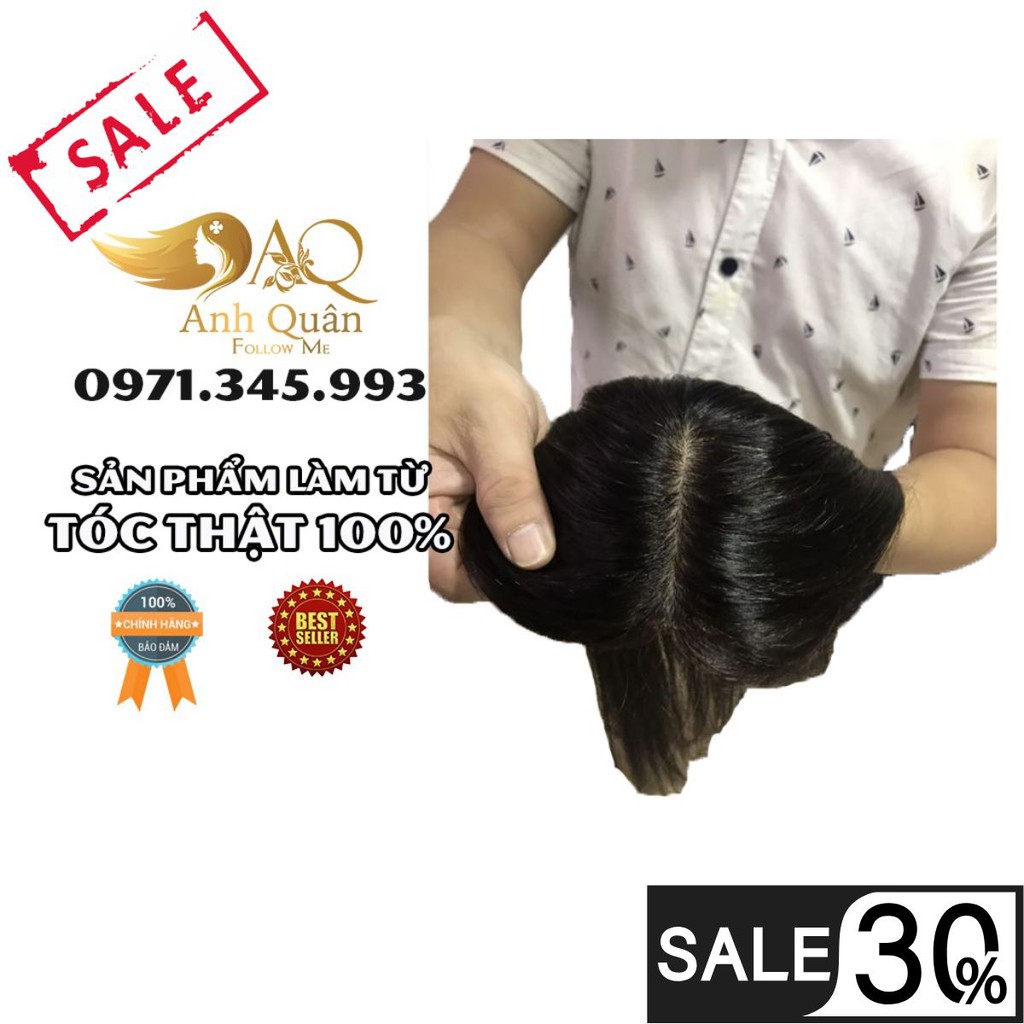 ⚡FREESHIP⚡Miếng che hói nữ tóc thật 100% da 4D