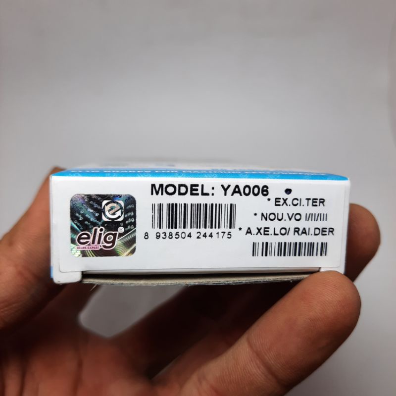 Má phanh. Bố thắng đĩa trước ELIG, mã YA006 cho Nouvo 1-2-3, Hayate, Jupiter, Exciter135, Revo, Raider, Viva, Gravita.