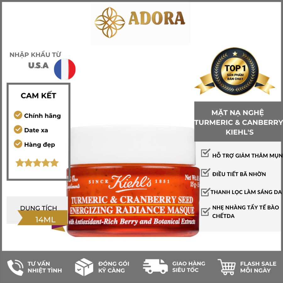 Kiehls Mặt Nạ Đất Sét Nghệ Turmeric&Canberry Seed Energizing Radiant 14ml