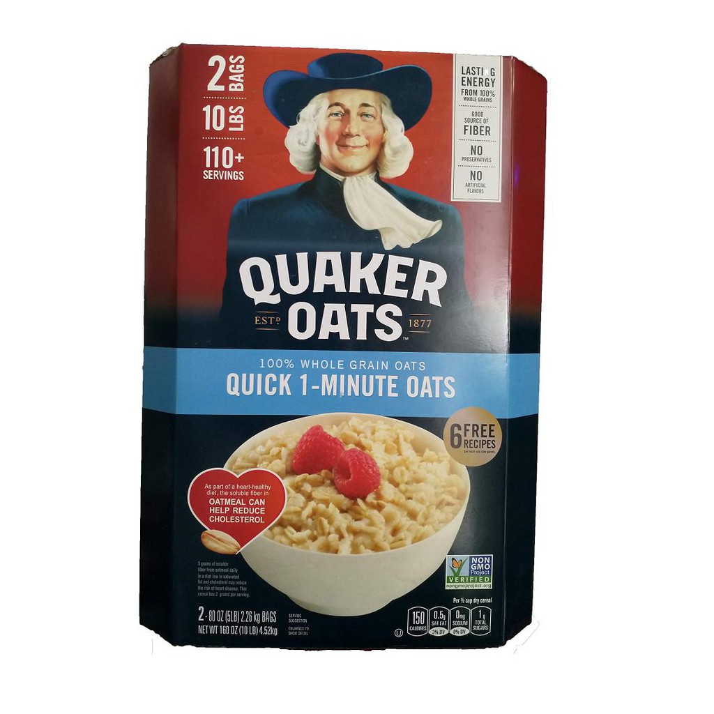 Yến mạch Quaker Oats Cán Vỡ 4.52kg thùng xanh date 02 / 2022 | BigBuy360 - bigbuy360.vn
