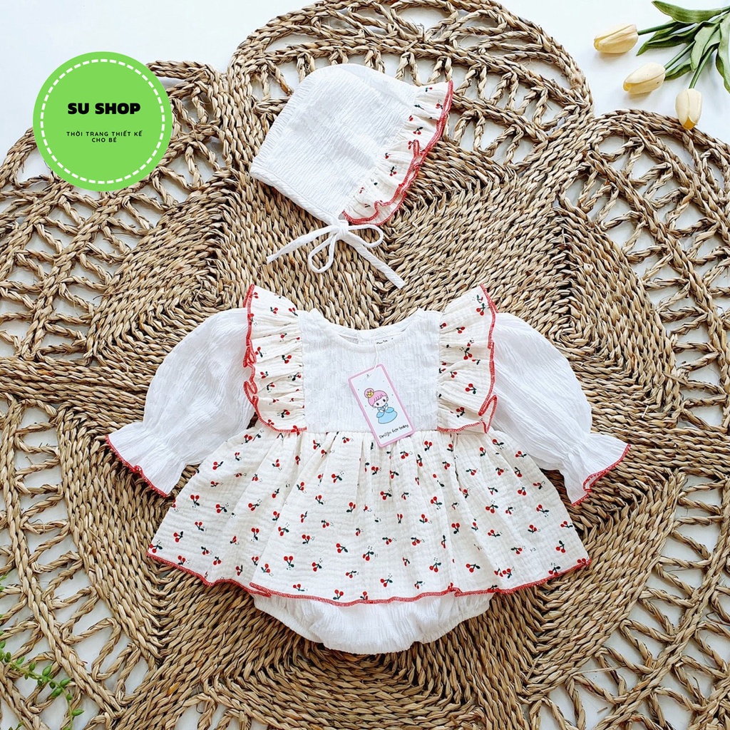 body váy bé gái dễ thương [𝐓𝐀̣̆𝐍𝐆 𝐊𝐄̀𝐌 Mũ  Su Shop- body thiết kế sinh nhật thôi nôi cho bé