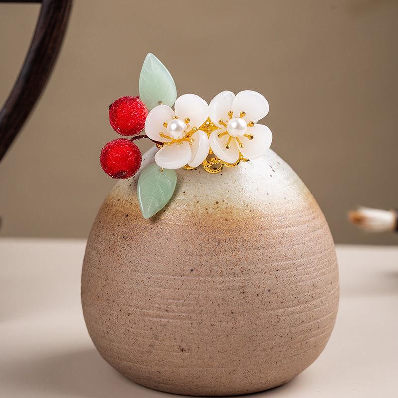 Kẹp Tóc Phối Lông Tua Rua Phong Cách Hanfu Cổ Điển Cho Nữ