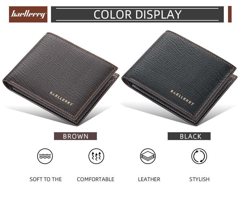 Baellerry Short Wallet Men's Multi-card Horizontal Coin Purse Fashion Ultra-thin  Youth Wallet