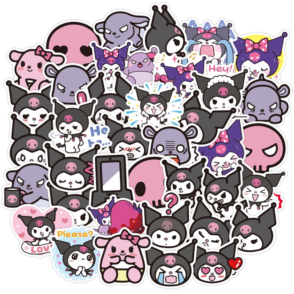 Y&P| Hình Dán Chống Nước Kuromi Phim Hoạt Hình Mũ Bảo Hiểm Máy Tính Xách Tay Hành Lý Dán Thiết Lập, 50 tờ