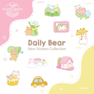 Tấm sticker/nhãn dán hình gấu cute Daily Bear - Blossom Season