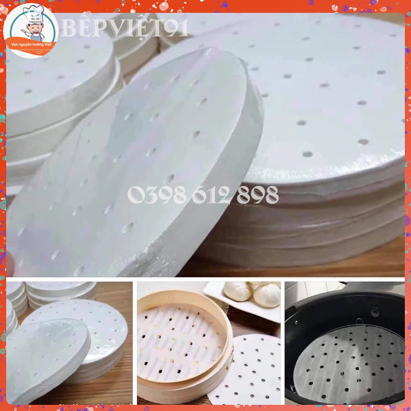 Set 100 Miếng Giấy Nến Lót Nồi Chiên Không Dầu - Nồi Hấp - Khay Nướng