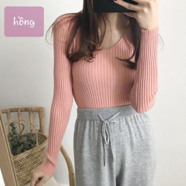 Áo Len Nữ Lông Cừu Cổ Tim Mềm Mại