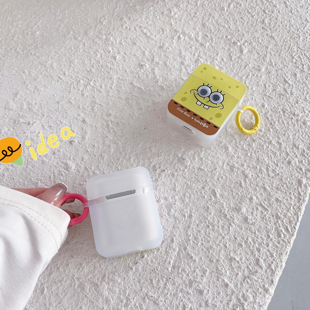 Vỏ Bảo Vệ Hộp Sạc Tai Nghe Bluetooth AirPods 1 2 pro 3 2021 gen3 Bằng Silicon Hình SpongeBob Mắt 3D Dễ Thương