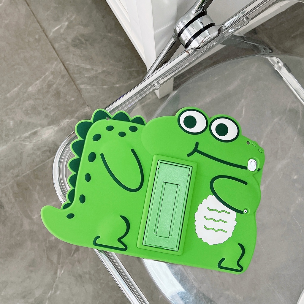 Ốp Máy Tính Bảng Silicon Mềm In Khủng Long Hoạt Hình Có Dây Đeo Cho iPad 234 2019pro/2020/2018/2017/mini12345/air12