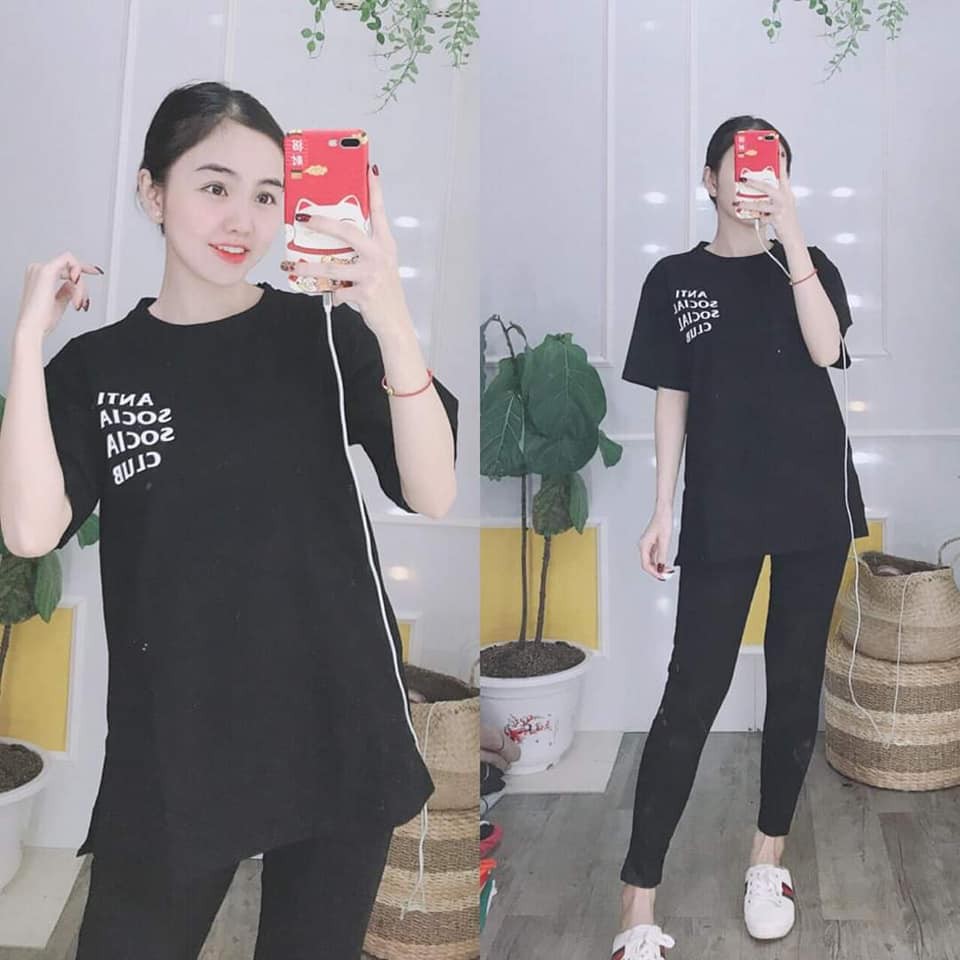 XẢ KHO -Đồ bộ cotton áo form dài xẻ tà mẫu hot