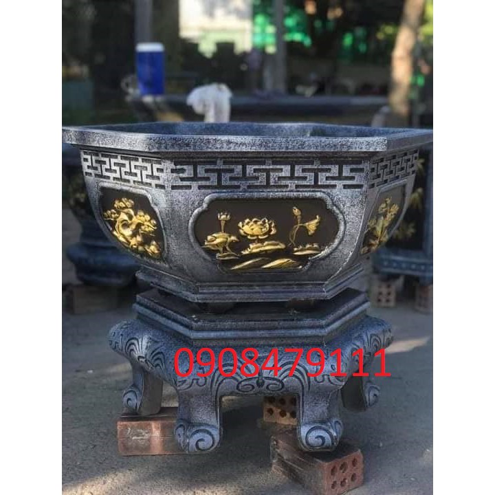 Khuôn đúc chậu lục giác 65 kèm đôn chân kỷ cao 25. Khuôn nhựa abs cao cấp.