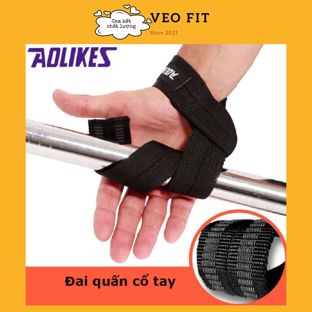 Dây Kéo Lưng Trợ Lực Nâng Đòn Tạ Aolikes 7635 Chính Hãng - Đai Quấn Cổ Tay Tập Gym Authentic 100%