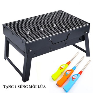 Combo bếp nướng than hoa không khói loại vuông + dụng cụ châm bếp