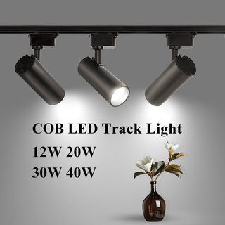 Bộ Đèn Rọi COB 3 Đèn Chiếu Điểm 1 Ray Đèn Trần 30W Đèn Rọi Trang Trí Nhà Cửa Phòng Khách Màu Đen/Trắng