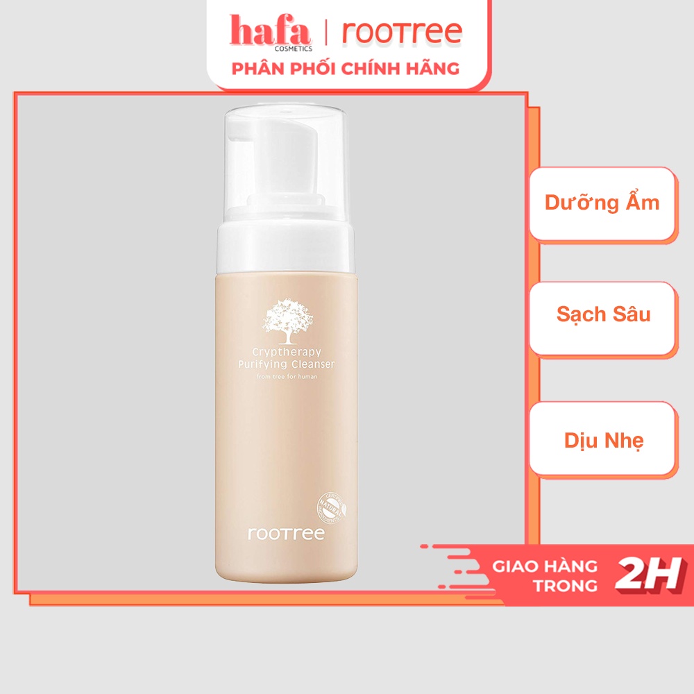 Sữa Rửa Mặt Tạo Bọt Hữu Cơ Rootree Cryptherapy Purifying Cleanser Orrganic (Dưỡng Ẩm, Căng Bóng Da) 