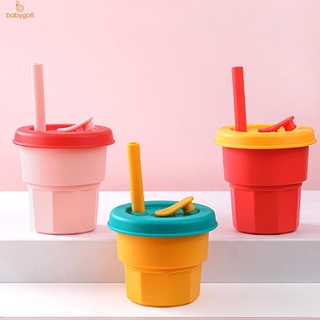 Ly Uống Nước Silicone Có Nắp Đậy Và Ống Hút Cho Bé